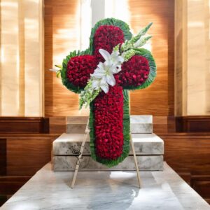 Cruz Fúnebre Homenaje Escarlata